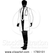 Vector Illustration of Doctor Guy Medical Silhouette Healthcare Person by AtStockIllustration