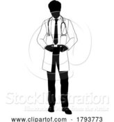 Vector Illustration of Doctor Guy Medical Silhouette Healthcare Person by AtStockIllustration