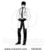 Vector Illustration of Doctor Guy Medical Silhouette Healthcare Person by AtStockIllustration