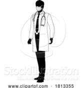 Vector Illustration of Doctor Guy Medical Silhouette Healthcare Person by AtStockIllustration