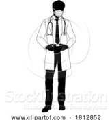 Vector Illustration of Doctor Guy Medical Silhouette Healthcare Person by AtStockIllustration