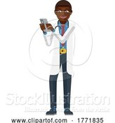 Vector Illustration of Doctor Holding Mobile Phone Character by AtStockIllustration