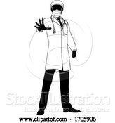 Vector Illustration of Doctor in PPE Mask Stop Hand Sign Medical Concept by AtStockIllustration