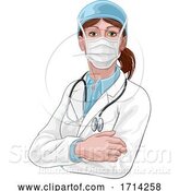 Vector Illustration of Doctor Lady in Medical PPE Mask by AtStockIllustration