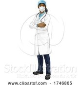 Vector Illustration of Doctor Lady in Medical PPE Mask by AtStockIllustration