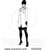 Vector Illustration of Doctor Lady Medical Silhouette Healthcare Person by AtStockIllustration