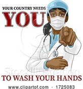 Vector Illustration of Doctor Lady Pointing Needs You Wash Your Hands by AtStockIllustration