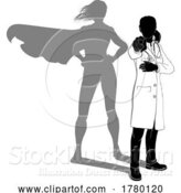 Vector Illustration of Doctor Lady Ponting Silhouette Super Hero Shadow by AtStockIllustration