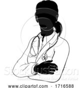 Vector Illustration of Doctor Lady Silhouette by AtStockIllustration