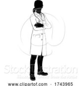 Vector Illustration of Doctor Lady Silhouette by AtStockIllustration