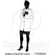 Vector Illustration of Doctor Lady with Clipboard Medical Silhouette by AtStockIllustration