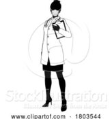 Vector Illustration of Doctor Lady with Clipboard Medical Silhouette by AtStockIllustration
