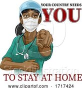 Vector Illustration of Doctor Nurse Lady Needs You Stay at Home Pointing by AtStockIllustration