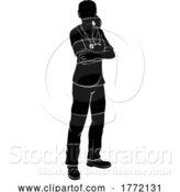 Vector Illustration of Doctor Nurse Lady Scrubs Silhouette by AtStockIllustration