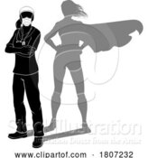 Vector Illustration of Doctor Nurse Lady Silhouette Mask Super Hero by AtStockIllustration