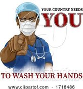 Vector Illustration of Doctor Nurse Needs You Wash Hands Pointing Poster by AtStockIllustration