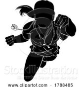 Vector Illustration of Doctor Nurse Scrubs Flying Super Hero Silhouette by AtStockIllustration