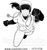 Vector Illustration of Doctor Nurse Scrubs Mask PPE Super Hero Silhouette by AtStockIllustration