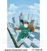 Vector Illustration of Doctor Nurse Scrubs Superhero Flying Super Hero by AtStockIllustration
