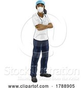 Vector Illustration of Doctor or Nurse Lady in Medical Scrubs and PPE by AtStockIllustration