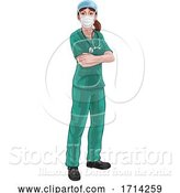 Vector Illustration of Doctor or Nurse Lady in Medical Scrubs Unifrom by AtStockIllustration