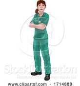 Vector Illustration of Doctor or Nurse Lady in Scrubs Medical Worker by AtStockIllustration