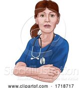 Vector Illustration of Doctor or Nurse Lady in Scrubs Uniform by AtStockIllustration