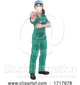 Vector Illustration of Doctor or Nurse Lady in Scrubs Uniform Pointing by AtStockIllustration