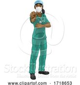 Vector Illustration of Doctor or Nurse Lady in Scrubs Uniform Pointing by AtStockIllustration