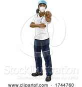 Vector Illustration of Doctor or Nurse Lady in Scrubs Uniform Pointing by AtStockIllustration