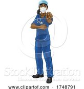 Vector Illustration of Doctor or Nurse Lady in Scrubs Uniform Pointing by AtStockIllustration