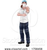 Vector Illustration of Doctor or Nurse Lady in Scrubs Uniform Pointing by AtStockIllustration