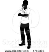 Vector Illustration of Doctor or Nurse Lady Medical Silhouette Person by AtStockIllustration