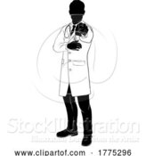 Vector Illustration of Doctor Pointing Needs You Gesture Silhouette by AtStockIllustration