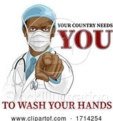 Vector Illustration of Doctor Pointing Needs You to Wash Your Hands by AtStockIllustration