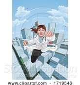 Vector Illustration of Doctor Superhero Flying Comic Book Super Hero by AtStockIllustration