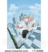 Vector Illustration of Doctor Superhero Flying Comic Book Super Hero by AtStockIllustration