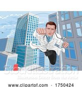 Vector Illustration of Doctor Superhero Flying Comic Book Super Hero by AtStockIllustration