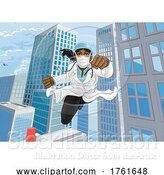 Vector Illustration of Doctor Superhero Flying Comic Book Super Hero by AtStockIllustration