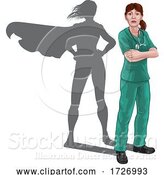 Vector Illustration of Doctor with Hero Shadow by AtStockIllustration