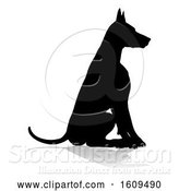 Vector Illustration of Dog Silhouette Pet Animal, with a Reflection or Shadow, on a White Background by AtStockIllustration