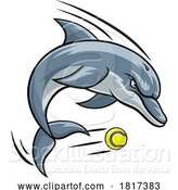 Vector Illustration of Dolphin Animal Tennis Ball Sports Team Mascot by AtStockIllustration