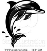 Vector Illustration of Dolphin Jumping Animal Woodcut Vintage Icon Mascot by AtStockIllustration