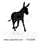 Vector Illustration of Donkey Animal Silhouette, on a White Background by AtStockIllustration