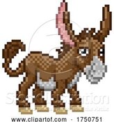 Vector Illustration of Donkey Mule Pixel Art Animal Video Game by AtStockIllustration