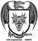 Vector Illustration of Dragon Coat of Arms Crest Shield Heraldic Emblem by AtStockIllustration