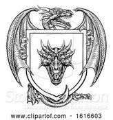 Vector Illustration of Dragon Heraldic Crest Coat of Arms Emblem Shield by AtStockIllustration