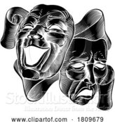 Vector Illustration of Drama Comedy and Tragedy Masks by AtStockIllustration