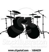 Vector Illustration of Drum Kit Musical Instrument Silhouette by AtStockIllustration