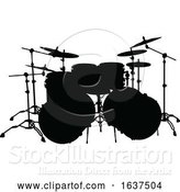 Vector Illustration of Drum Kit Silhouette by AtStockIllustration